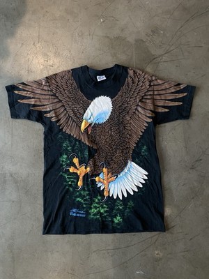 Vintage Liquid Blue Eagle 1994 All Over Print T-Shirt VTG 90s Rich Normurdin L