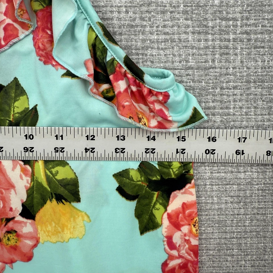 Betsey Johnson Top Womens Medium Blue Floral Ruffle Cami Sleepwear ZBE17367T - Изображение 2 из 4