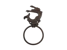 Handcrafted Nautical Decor Rustic Copper Cast Iron Mermaid Towel Holder 9"