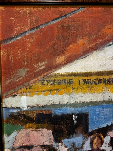 Dipinto olio impressionismo vintage del mercato di Mentoni Francia incorniciato firmato - Foto 3 di 7