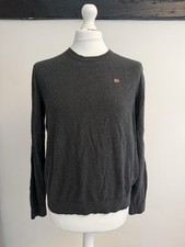 Men’s Grey Lightweight Knit Napapijri Jumper Size Medium But Fits Like A Small