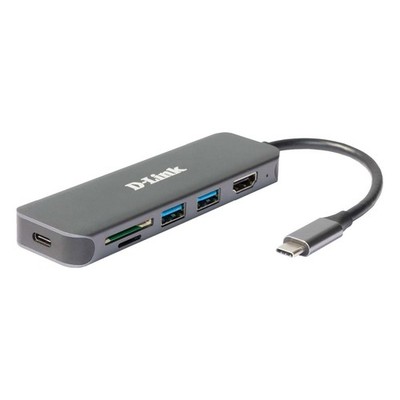 D-Link DUB-2327 USB-Hub mit HDMI, Kartenleser und Ladefunktion 1x USB-C mit PD,