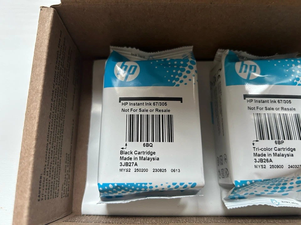 HP Instant Ink 67/305 Black & Tri-Color Cartridges New Sealed 3JB27A 3JB26A - Bild 4 von 4