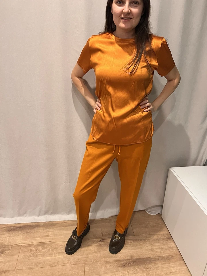 Conjunto Top y Pantalones Amina Rubinacci Algodón Seda Mujer Talla L 46 Italia Lujo Raro Foto 2 de 4