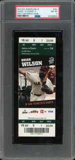 2012 Full Ticket Giants VS Astros Matt Cain Perfect Game PSA 8 NM MT