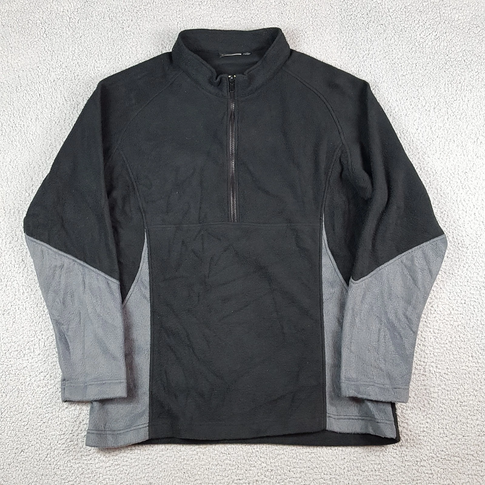 Vintage Black Fleece Pile 1/4 Zip Men's Size L Preppy Windbreaker Jacket Sweater