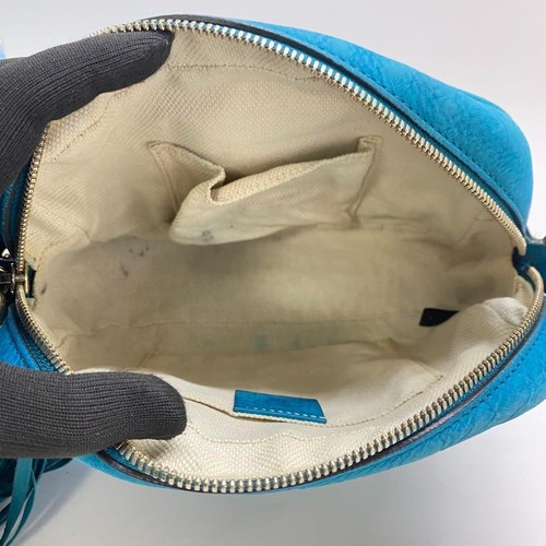 Borsa a tracolla Gucci Soho nappa scamosciata nabuk blu autentica - Foto 12 di 24