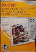 Kodak Premium Photo Paper Gloss 100 Sheets, Instant Dry, 4x6 In, 8.5 Mil New 