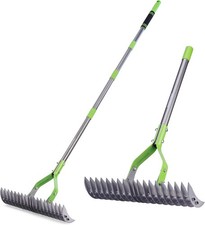 WORKPRO 178CM Lawn Thatch Rake,Adjustable Handle,RemovingGrass,Loosening Soil