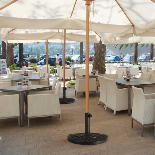 20" Half Round Umbrella Base Outdoor Patio Stand Resin Deck Table Sun Shade - Picture 5 of 8