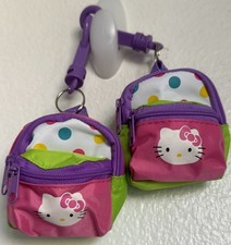 Hello Kitty Mini Coin Purses Set of 2 Purple Green Pink Zipper Keychain Bag