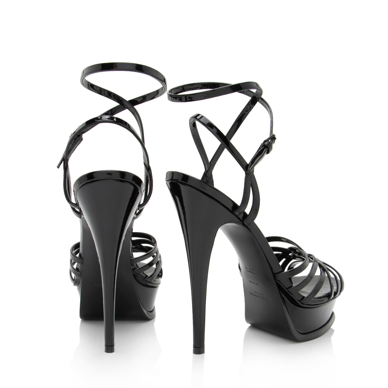 Sandali Saint Laurent in pelle verniciata con plateau incrociato incrociato taglia 8 5 38 5