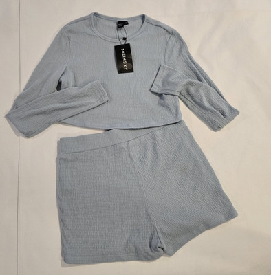 NWT Shien SXY Women's Pajama Set Long Sleeve Top And Shorts Stretch Size Large