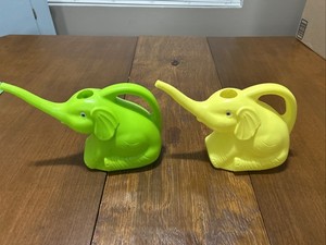 2 Elephant Watering Can - Products Blow Mold Figures Vintage