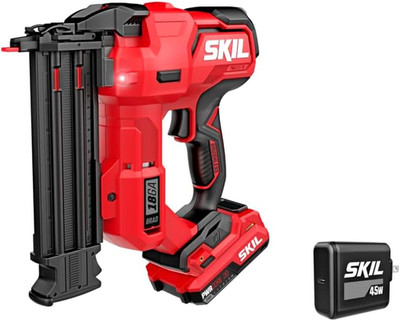 20V Brushless 18Ga Brad Nailer Kit, 2.0Ah USB-C Battery & 45W Charger, LEDs Pro.