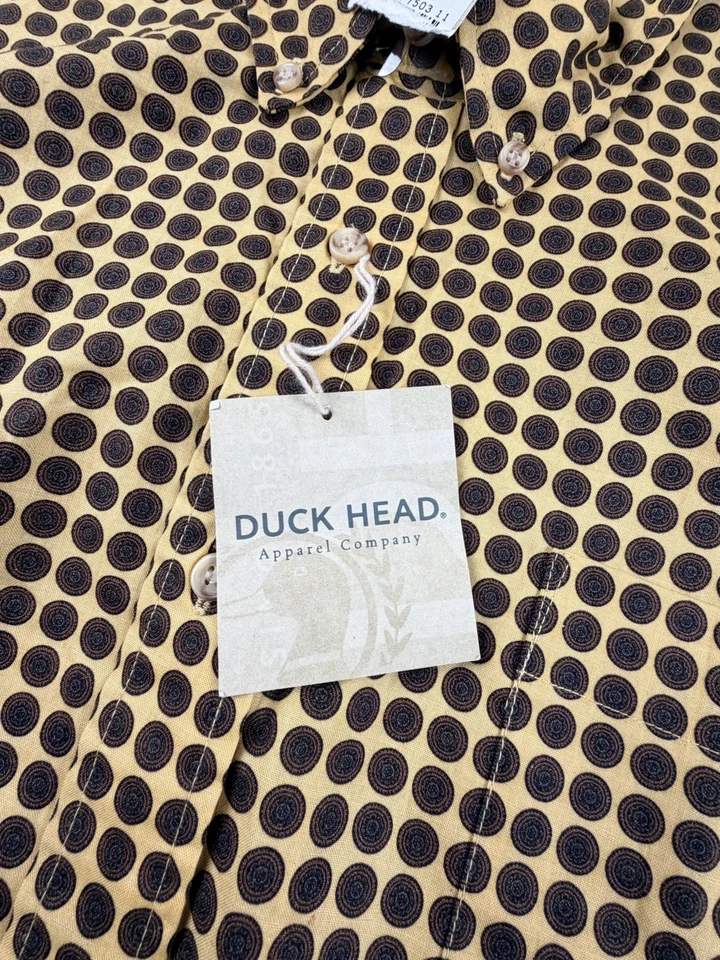 Camisa con botones de manga larga Duck Head para hombre - marrón/amarillo a cuadros, talla XL NUEVA CON ETIQUETAS Foto 3 de 4