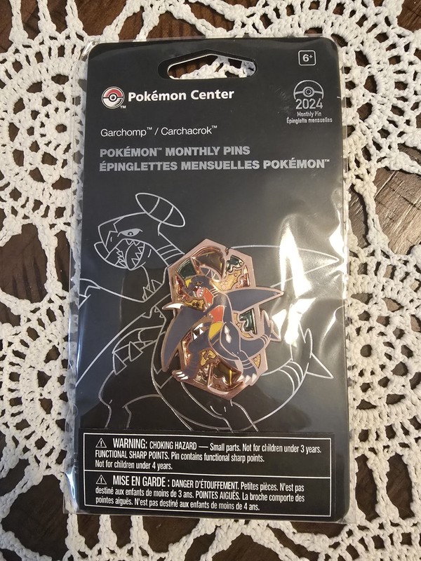 Pokemon Center Garchomp Dragon Types Pin 1/12 Scale 2024 Monthly Edition