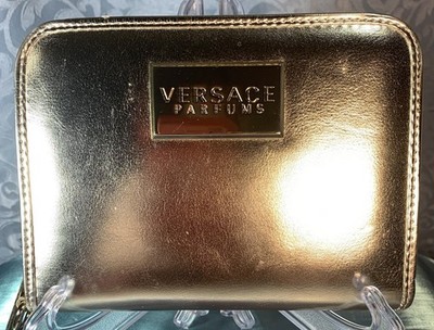 Versace Parfums Gold Zipped Wallet Clutch READ