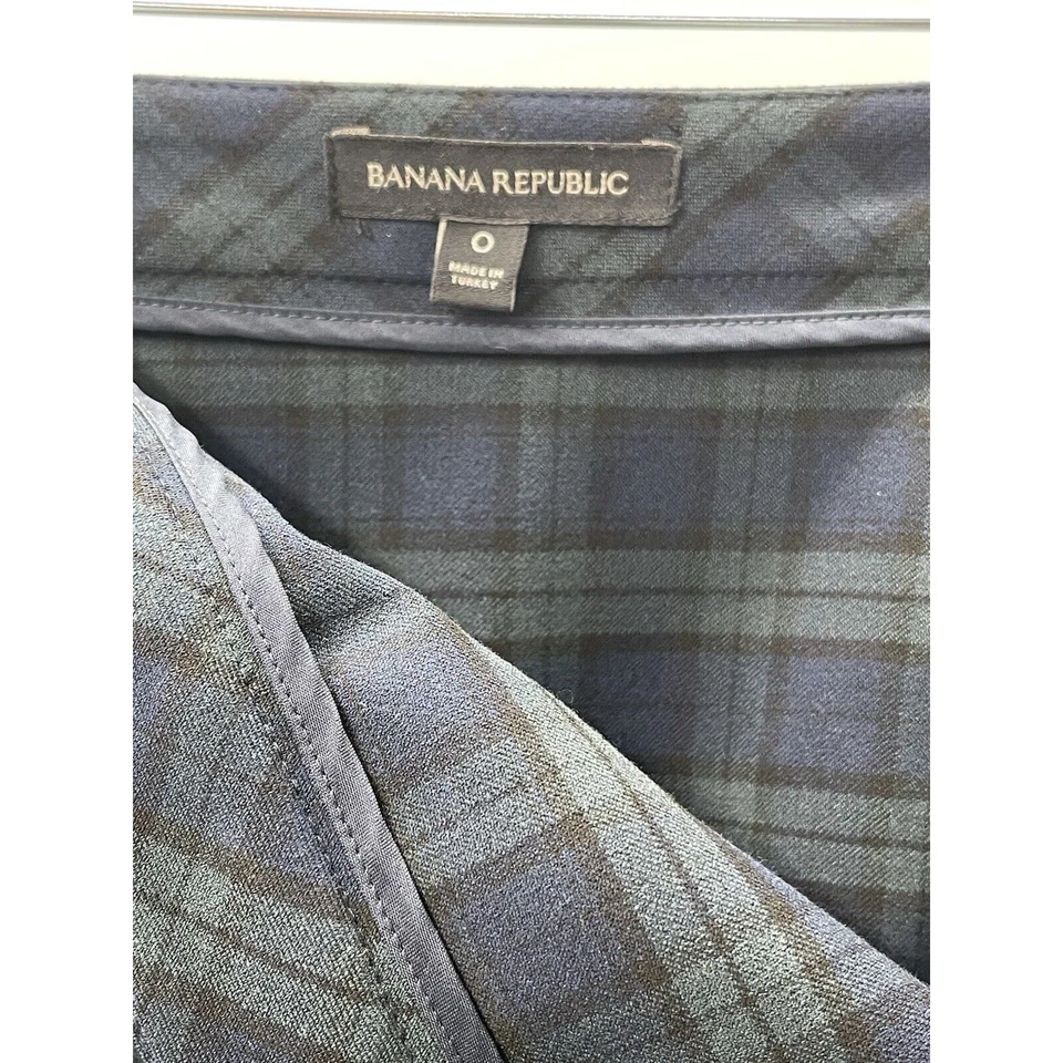 Falda lápiz Banana Republic para mujer tartán a cuadros azul y verde abertura en la pierna talla 0 Foto 4 de 4
