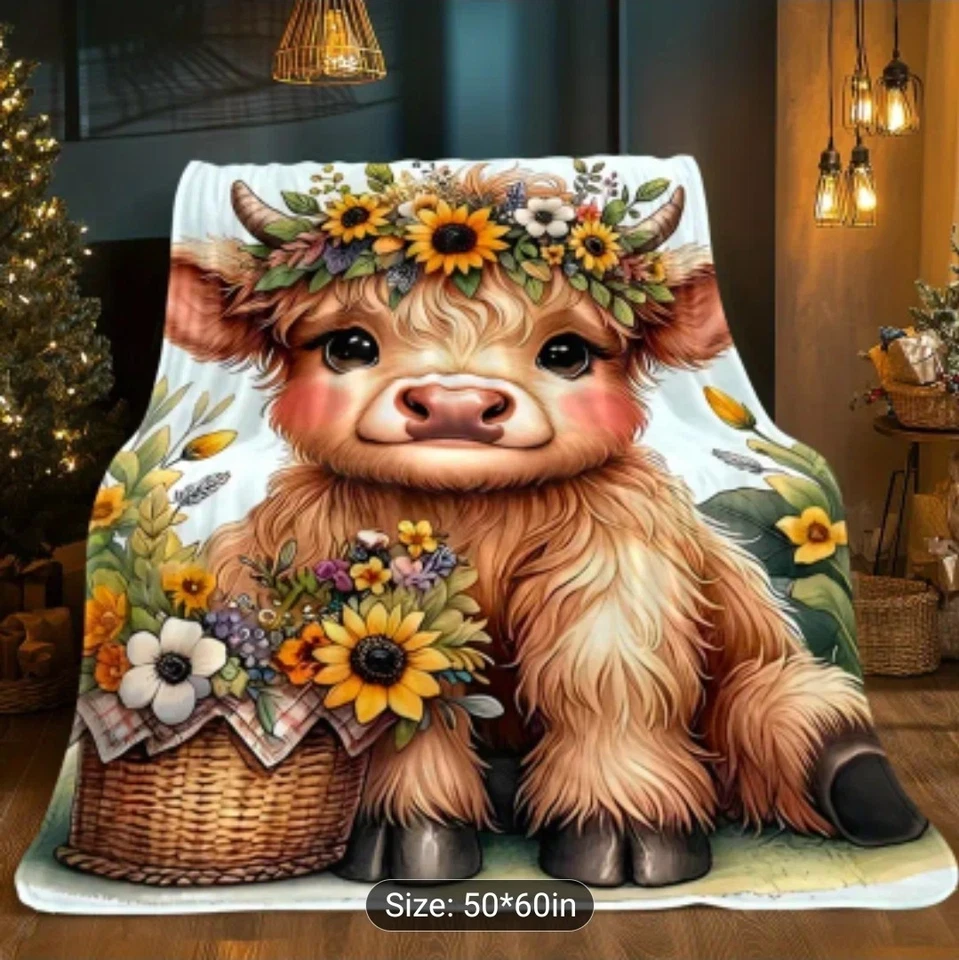 Cobertor BABY HIGHLAND COW DAILY THROW - 50" por 60" - QUALIDADE QUENTE E MACIA+ - Imagem 2 de 2