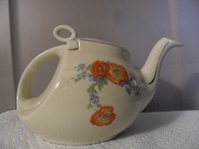 Vintage Hall China Orange Poppy Streamline Teapot