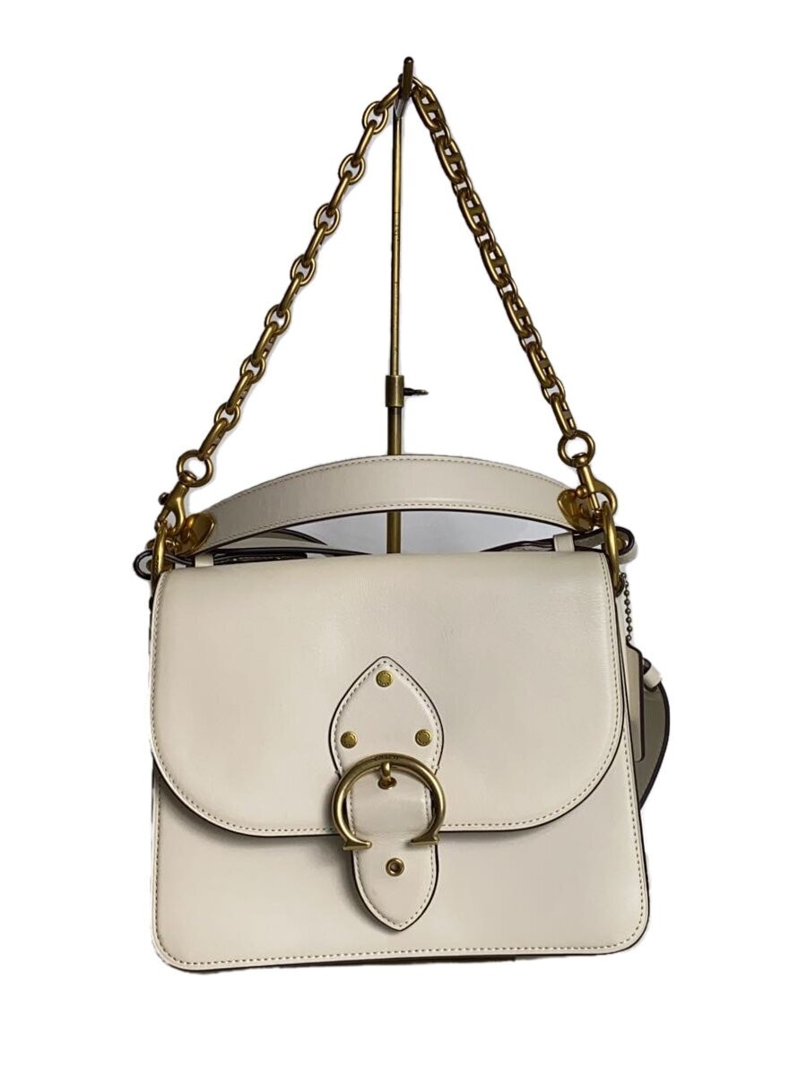 COACH Leather Shoulder Bag in White Solid Color Style 4597