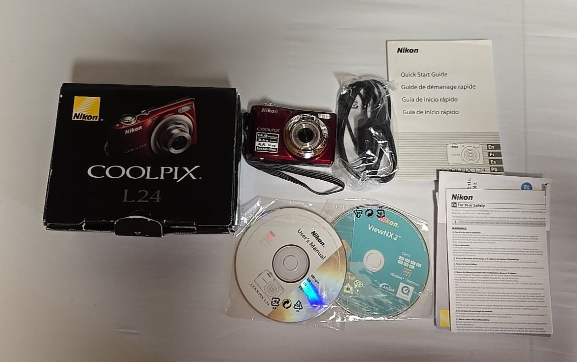 Nikon Coolpix L24 14.0MP 3.6x Optical Zoom Digital Camera In Box