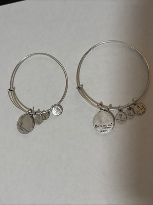 Alex And Ani Silver Finish 2014 And 2015 Expandable Wire Bangle Set of 2