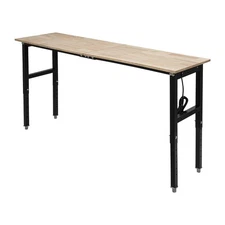 Adjustable Height Workbench with Power Outlets 3000LBS Load Wood Work Table