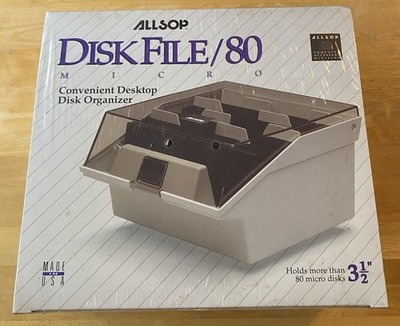1991 ALLSOP Disk File Desktop Disk Organizer 80 Micro Disks 3 1/2  USA Made NEW