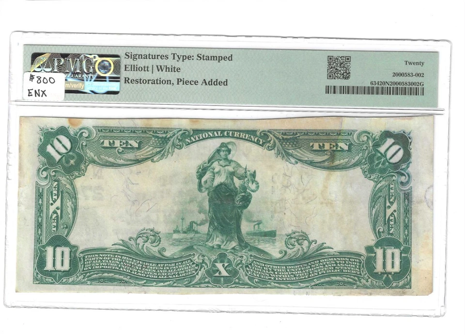 1902 The First National Bank Of Houlton $10 Ch PMG 20 No 2749 Solid # 1111 - Image 2 of 2