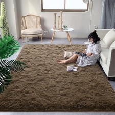 Fluffy Area Rugs 8x10 Taupe Non-Slip Carpet Mat for Living Room Bedroom Floor