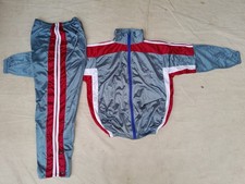 Vintage adidas Tracksuit Boys Medium Grey Red White Embroidered Logo