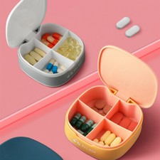 4 Grids Pill Organizer Storage Box Convenient Portable Travel Medicine Case  