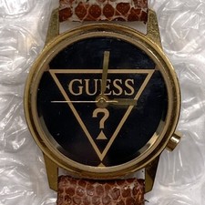 Vintage 1992 GUESS Gold Tone Original Band Analog Quartz Watch Unisex - Untested