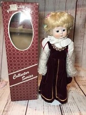 Brinn’s Vtg 1986 Musical Porcelain Girl Doll Plays “Memories” Purple/Gold Dress
