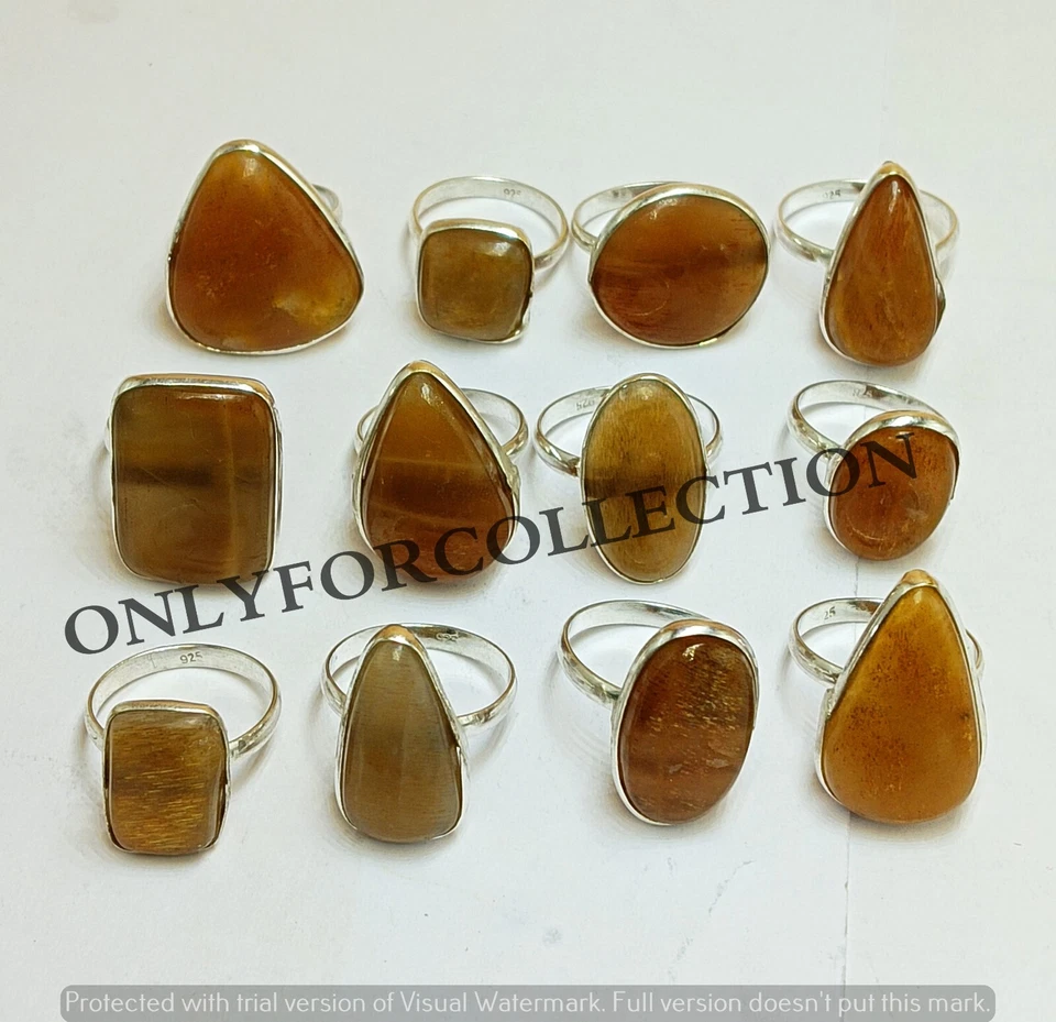 Lote de anillos al por mayor de bisel enchapados en plata de ley 925 con piedras preciosas de piedra solar natural Foto 3 de 4