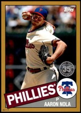 Aaron Nola 2020 Topps 1985 35th Anniversary Series 2 5x7 Gold #85TB-34 8/10 Phil