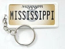 Mississippi License Plate Aluminum Ultra-Slim Souvenir Keychain 2.5"x1.25x0.06"