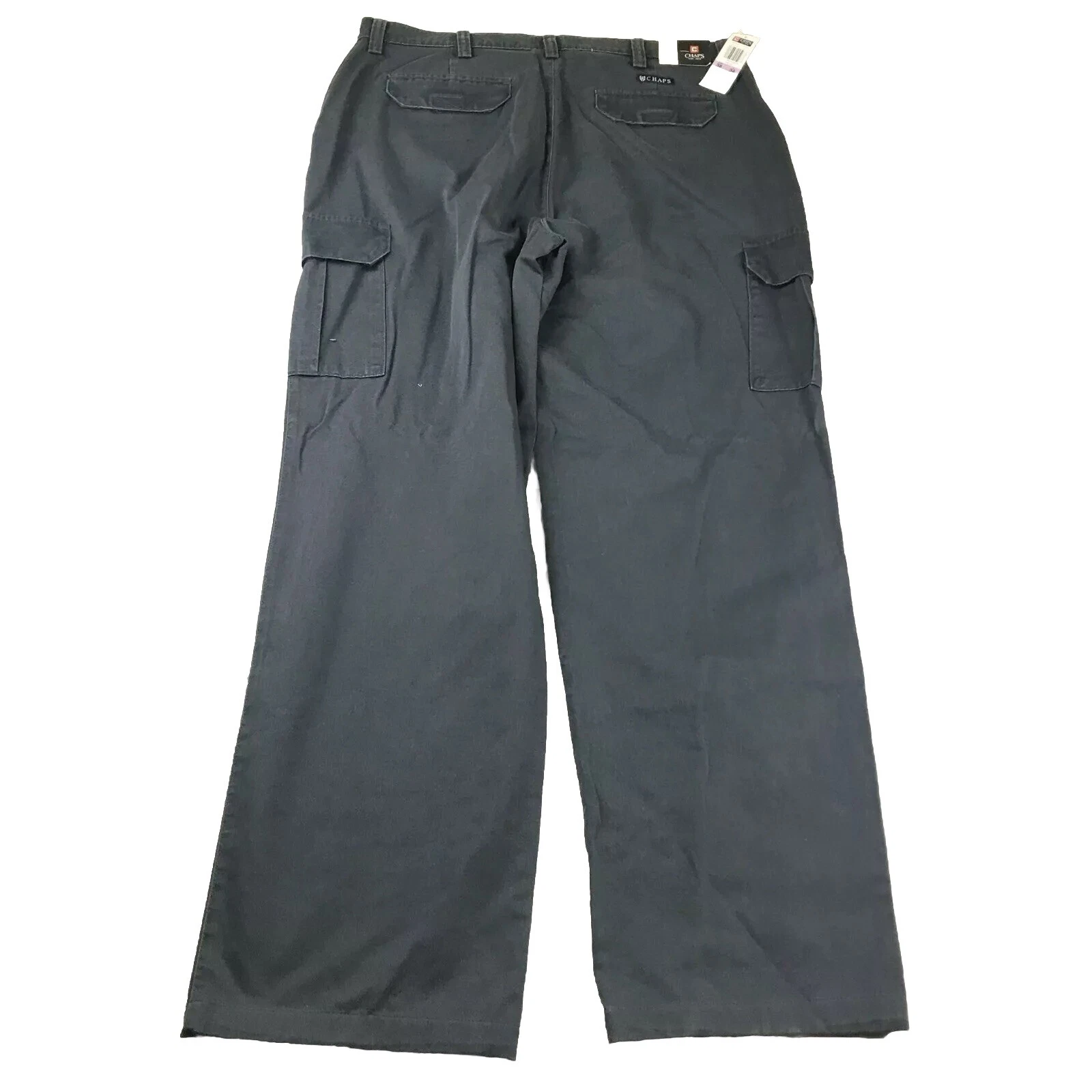 Chaps Pants Mens 38x34 Gray Cotton Flat Front Straight Leg Cargo Pant NWT