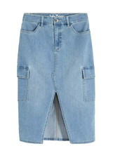 Damen Jeans Rock Midi Wadenlang 36-54 blau Stretch Jeansrock 554