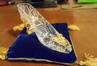 Franklin Mint Cinderella Glass Slipper Crystal 24K Gold Plated Vintage Germany