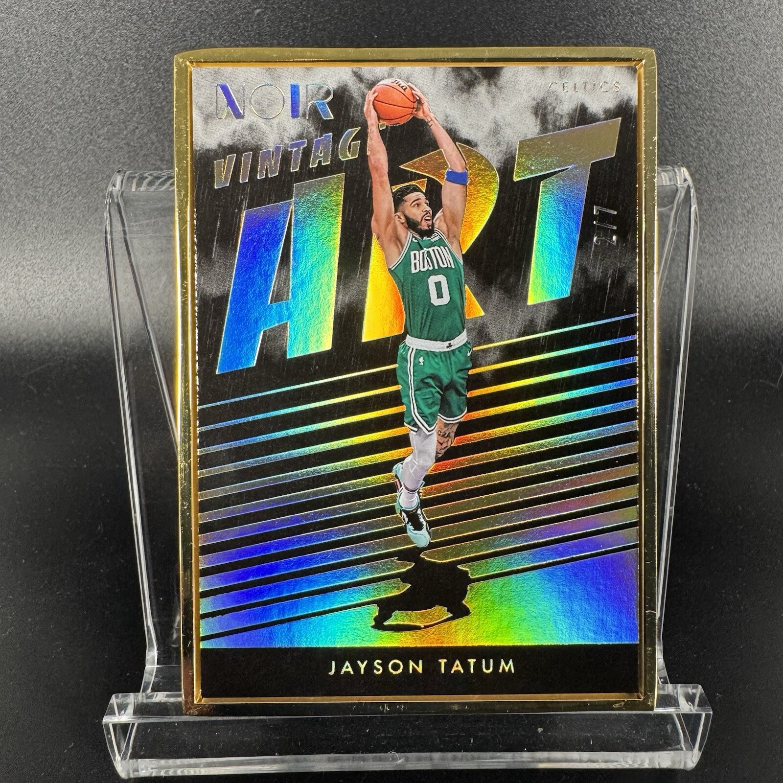 Jayson Tatum 2023-24 Panini Noir #286 Vintage Art Metal Frame FOTL Holo Gold /7