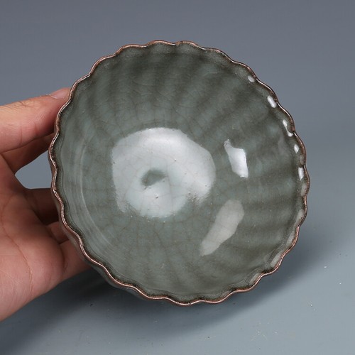 11*5 cm Coleccionar China Cerámica Song Guan Horno Porcelana Crisantemo Pétalo Cuenco - Imagen 4 de 5