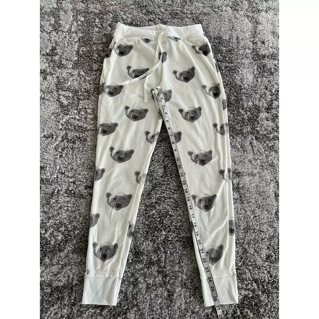 Xhilaration Womens Lounge Pants Ivory Gray Bears Stretch Drawstring Waist S