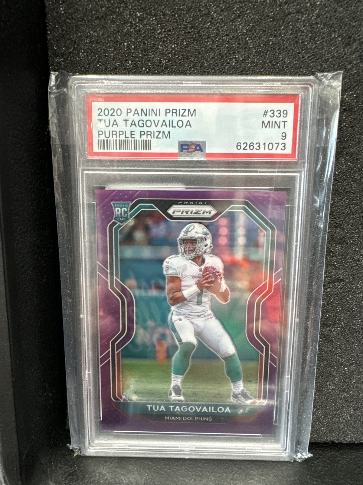 TUA TAGOVAILOA 2020 PANINI PRIZM PURPLE RC #339 /125 MINT PSA 9 DOLPHINS