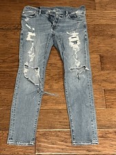 Abercrombie  Fitch 32W 30LSUPER SKINNY STRETCH Light Wash Distressed Jeans