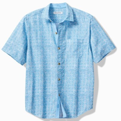 TOMMY BAHAMA Coconut Point FLEUR DE GEO CAMP Shirt $128, LARGE, L