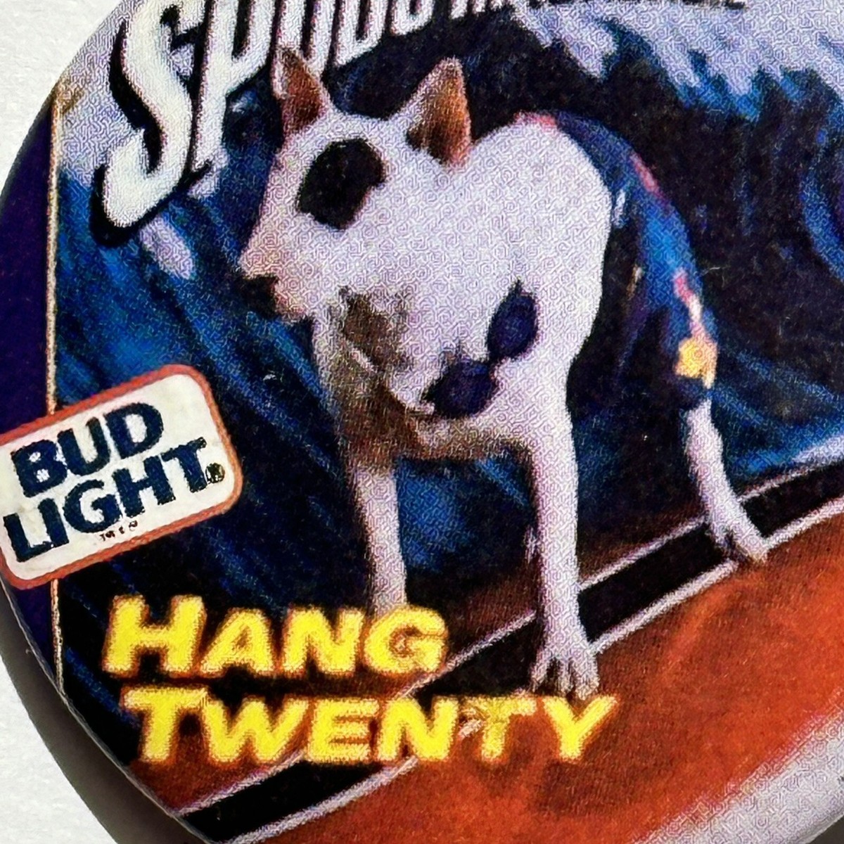 Vintage Spuds Mackenzie Hang Twenty Pin 1.5” (1987) Bud Light
