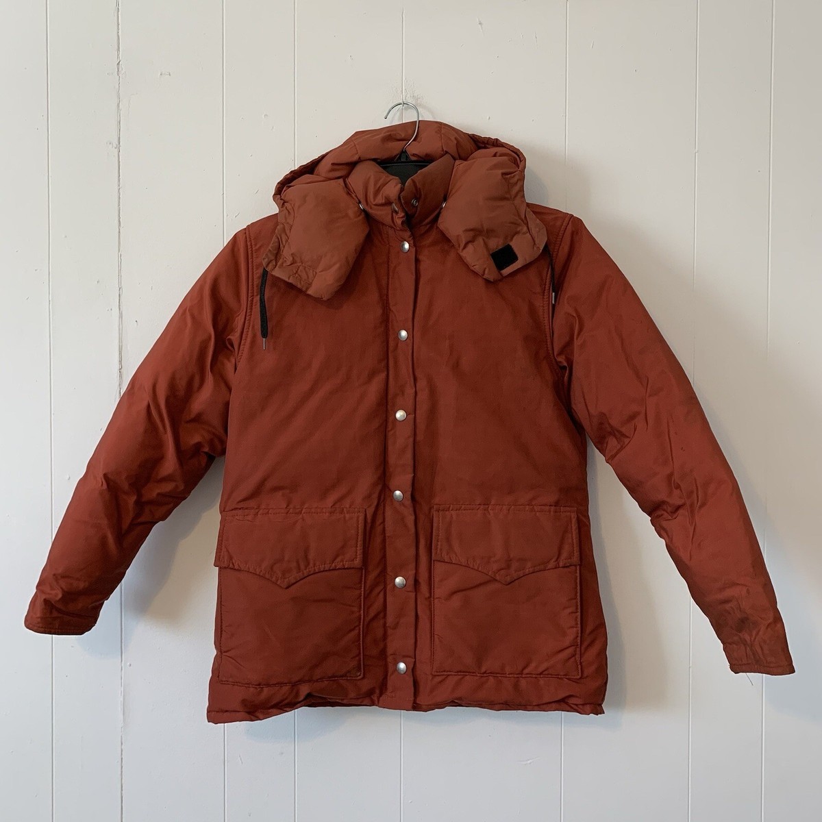 Woolrich Burnt Orange Down Jacket Women M Puffer Ski Vintage READ